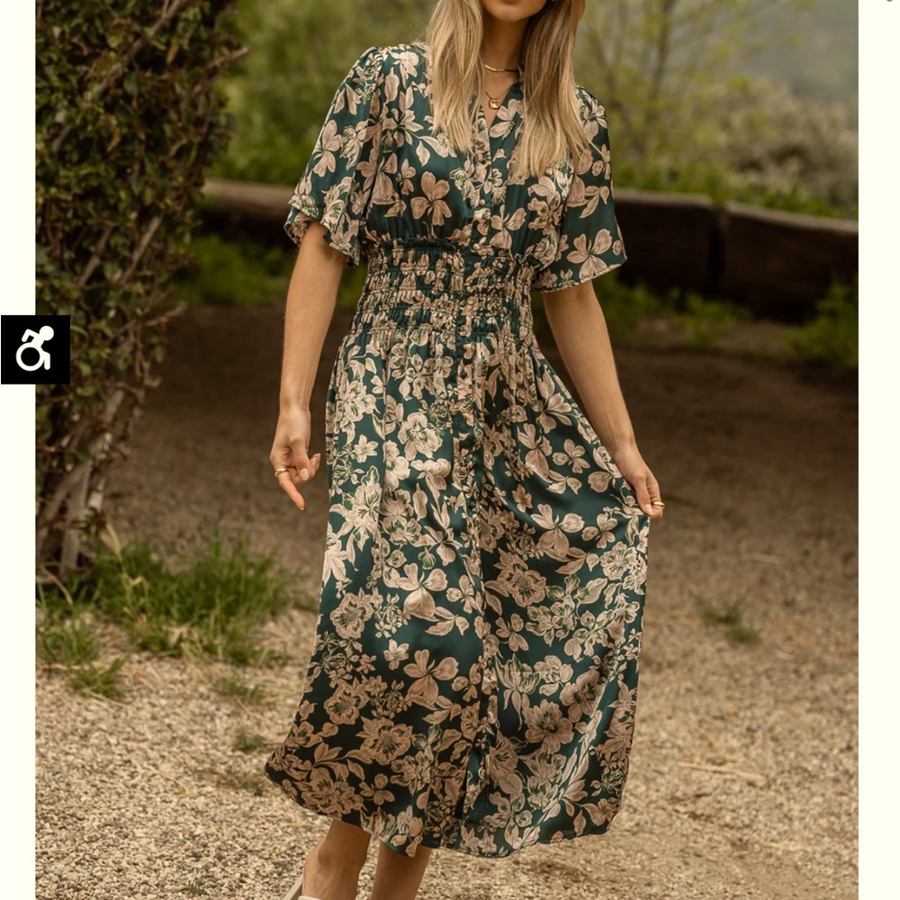 Bohme Floral Midi Dress in Emerald